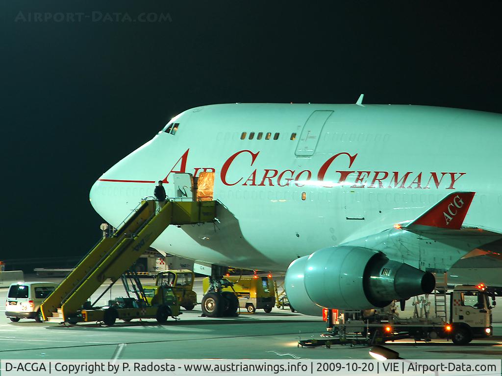 D-ACGA, 1991 Boeing 747-409SF C/N 24311, First landing in VIE probably in Austria of Air Cargo Germany