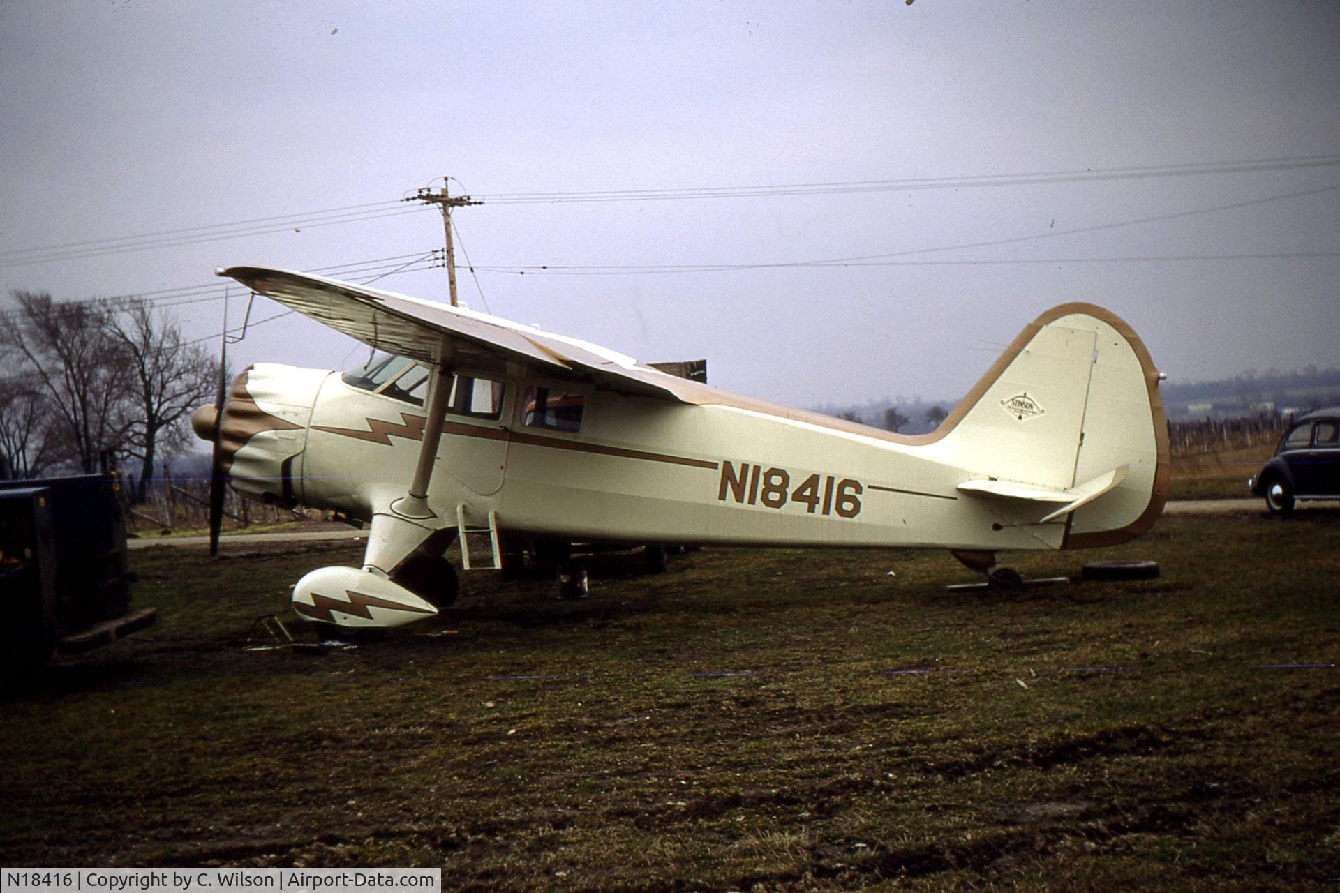 N18416, 1937 Stinson SR-9C Reliant C/N 5318, Stinson: taken in Western NY around 1966