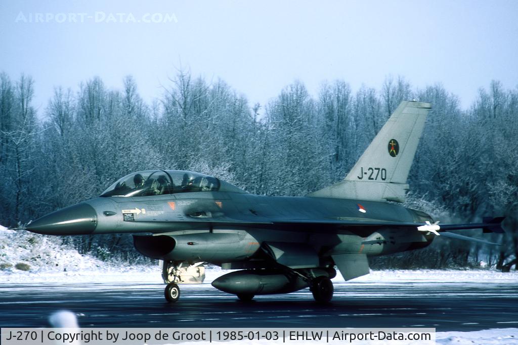 J-270, General Dynamics F-16BM Fighting Falcon C/N 6E-12, January 1985 offered some opportunities of getting pictures of the local F-16s in snow.