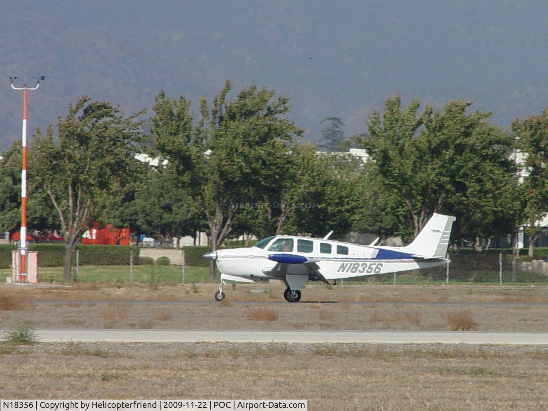 N18356, 1977 Beech A36 Bonanza 36 C/N E-1101, Down and rolling out