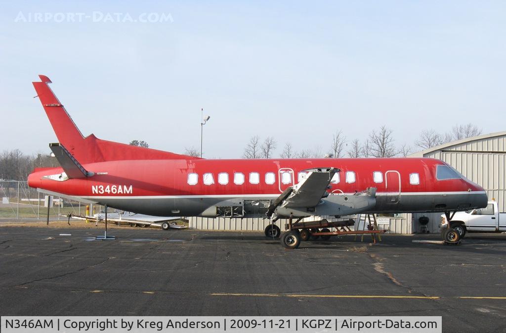 N346AM, 1985 Saab-Fairchild SF340 C/N 340A-032, A former Saab 340A from Mesaba Airlines, who actually got their start at this airport. This plane is used for spare parts.