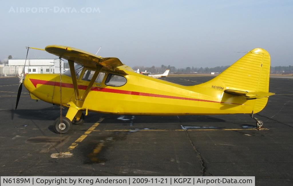 N6189M, 1948 Stinson 108-3 Voyager C/N 108-4189, 1948 Stinson 108-3 on the paved ramp in Grand Rapids, MN. This plane is 61 years old!