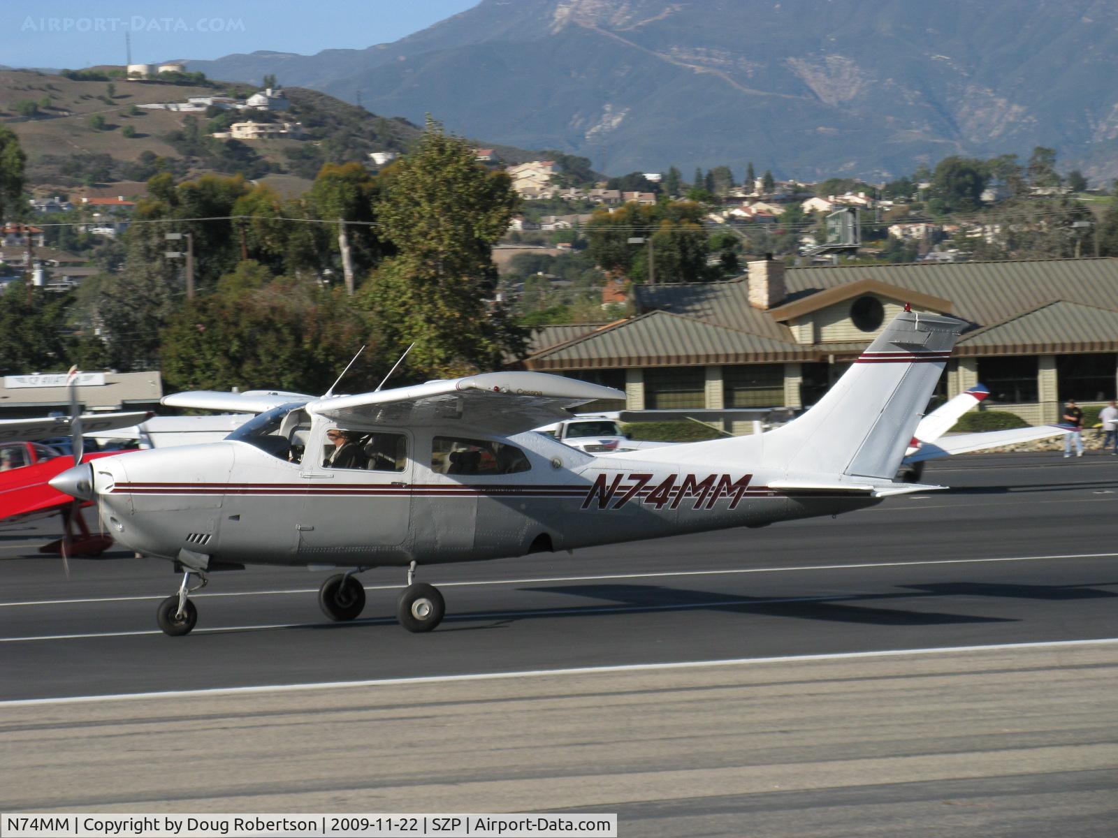 N74MM, 1974 Cessna T210L Turbo Centurion C/N 21060375, 1974 cessna T210L TURBO CENTURION, Continental TSIO-520-R 310 Hp, takeoff roll Rwy 22