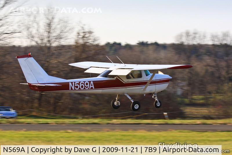 N569A, 1969 Cessna 150J C/N 15070351, About to touch down at Ellington, CT