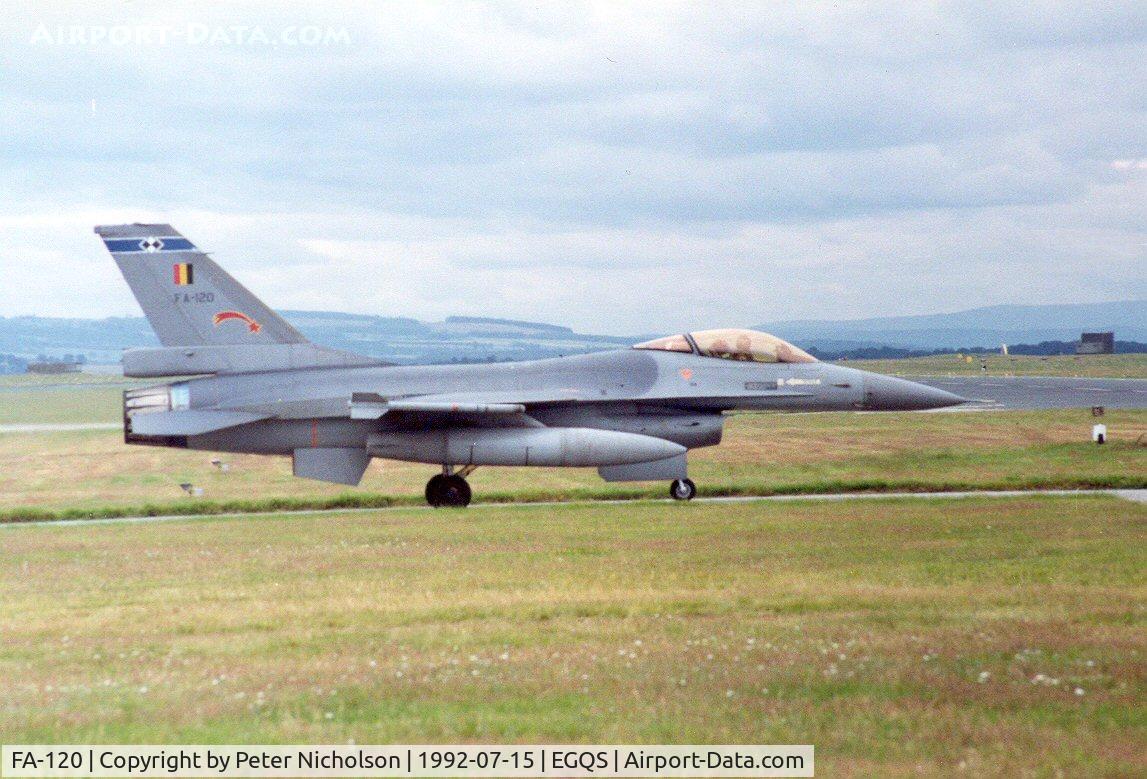 FA-120, SABCA F-16AM Fighting Falcon C/N 6H-120, F-16A Falcon of 2 Squadron Belgian Air Force at Lossiemouth in the Summer of 1992.