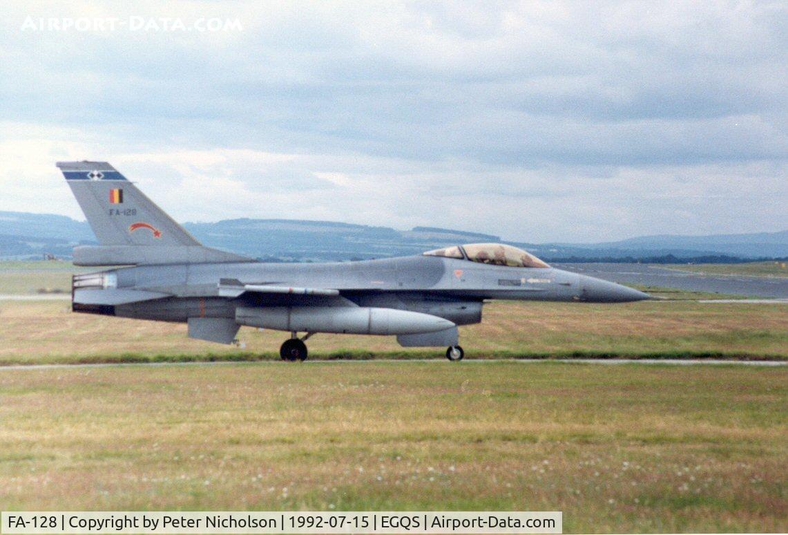 FA-128, SABCA F-16AM Fighting Falcon C/N 6H-128, F-16A Falcon of 2 Squadron Belgian Air Force preparing to depart Lossiemouth in the Summer of 1992.