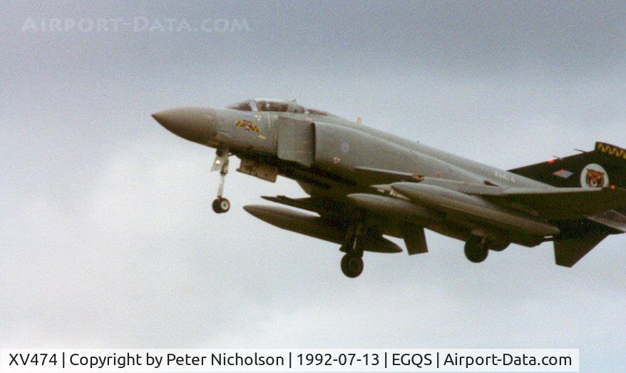 XV474, 1969 McDonnell Douglas Phantom FGR2 C/N 3309, Phantom FGR.2 of 74 Squadron on approach to Lossiemouth in the Summer of 1992.