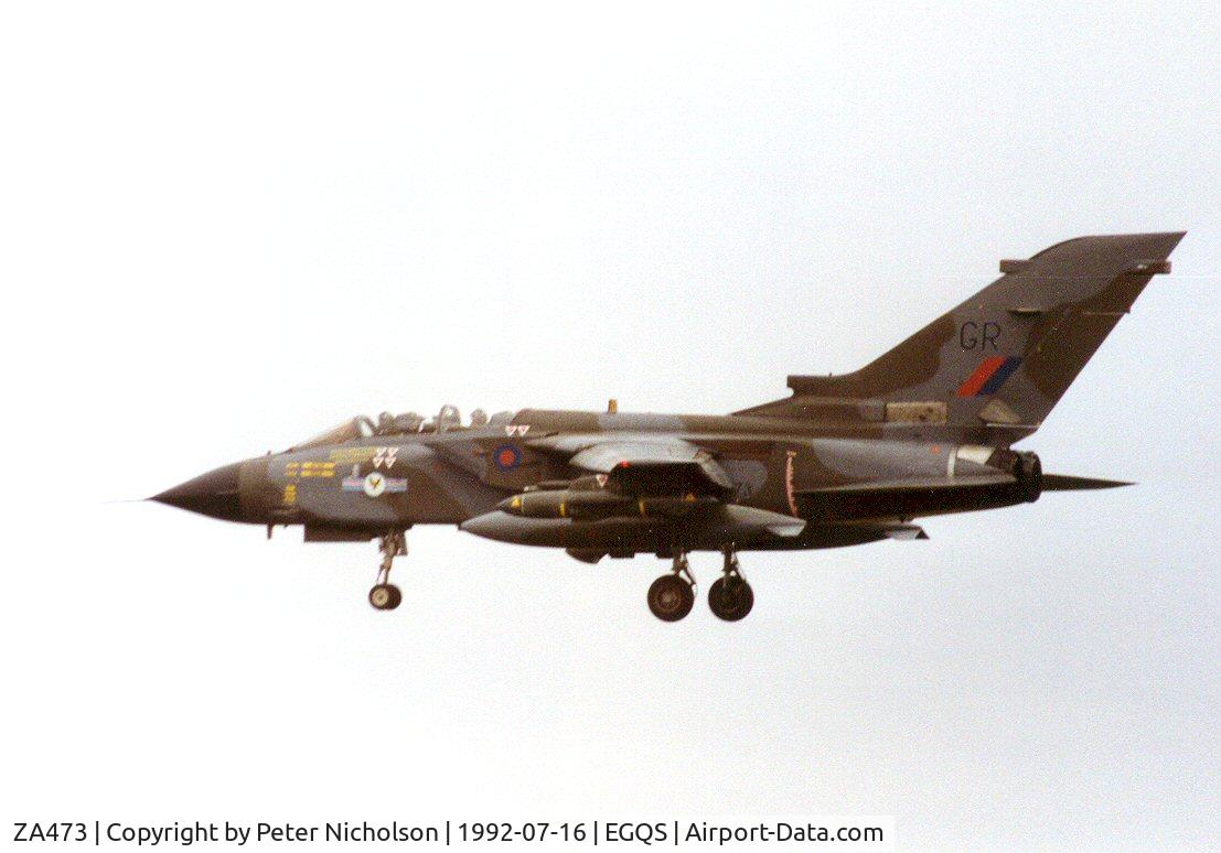 ZA473, 1983 Panavia Tornado GR.1 C/N 298/BS103/3139, Tornado GR.1, callsign Madras 528 Bravo, of 20 Squadron on final approach to Lossiemouth in the Summer of 1992.