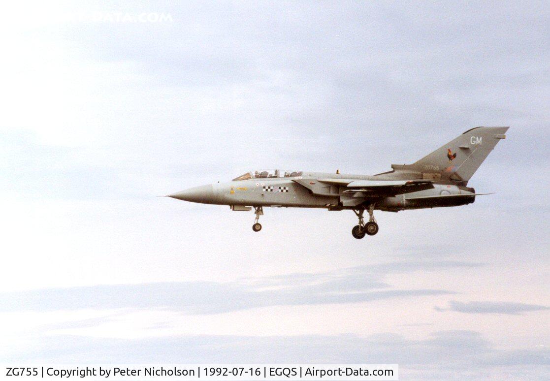 ZG755, 1991 Panavia Tornado F.3 C/N 877/AS133/3429, Tornado F.3 of 43 Squadron at RAF Leuchars on approach to Lossiemouth in the Summer of 1992.