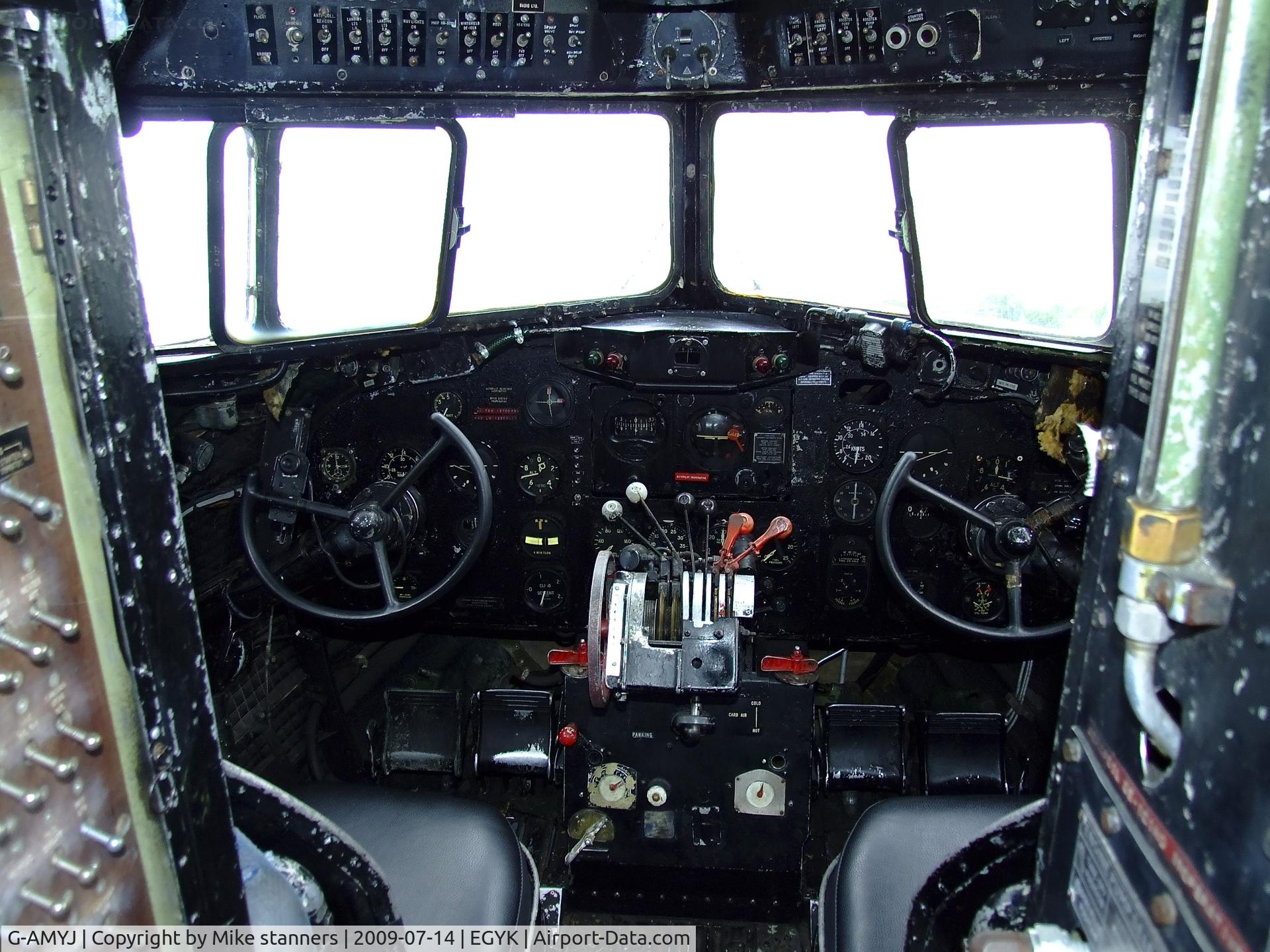 G-AMYJ, 1944 Douglas DC-3C-R-1830-90C (C-47B) C/N 15968/32716, Cockpit of KG427,Yorkshire air museum,Elvington