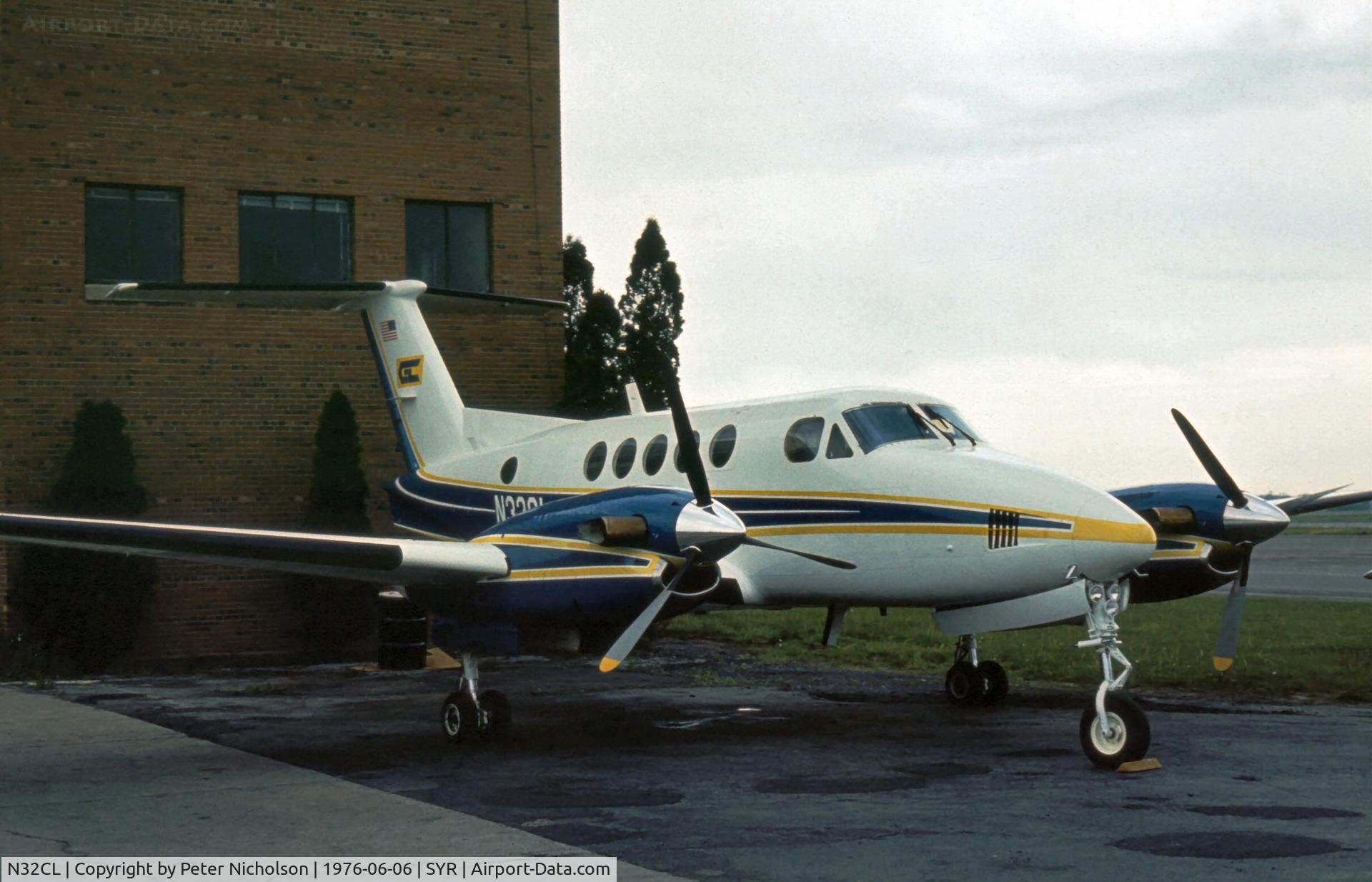 N32CL, 1976 Beech 200 Super King Air C/N BB-146, Beech Super King Air 200 parked at Syracuse in the Summer of 1976.