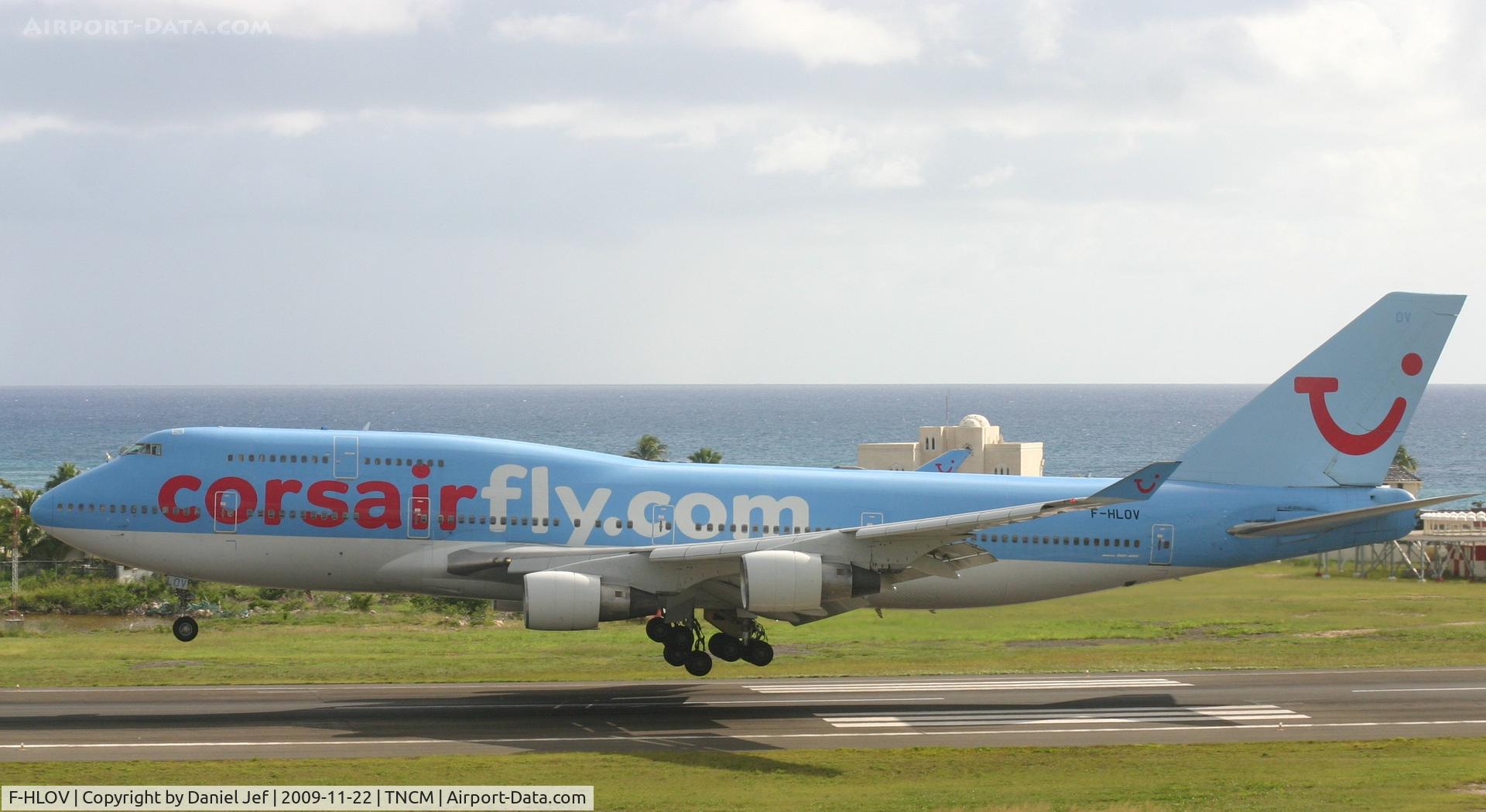 F-HLOV, 1992 Boeing 747-422 C/N 25379, Corsair 747-400 landing at tncm