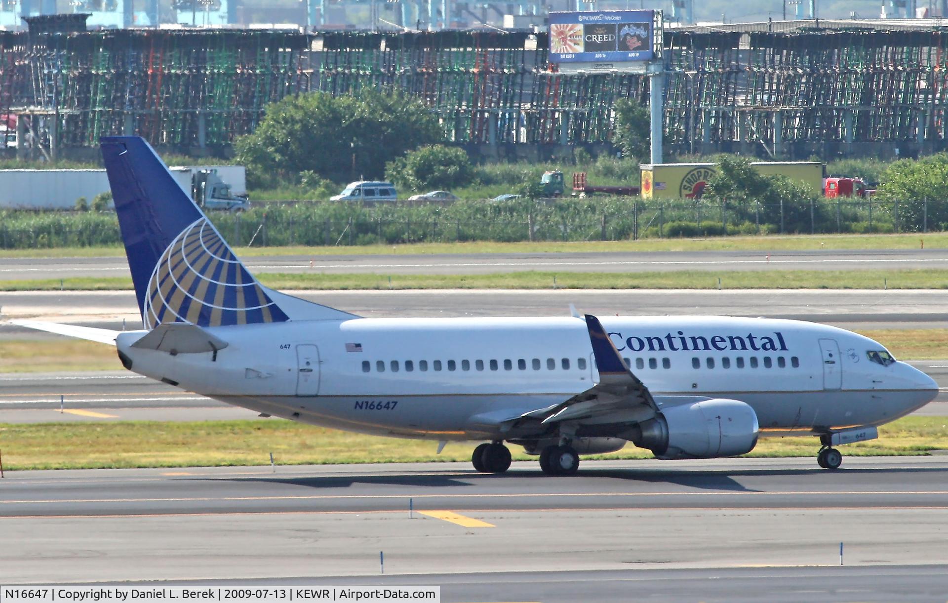 N16647, 1997 Boeing 737-524 C/N 28908, A CO Boeing 737-500 sports her new Blended Winglets on a summer day at Newark International in 2009.  This aircraft was built in 1997.