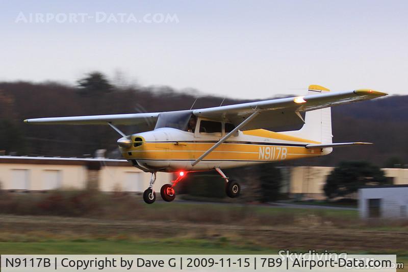 N9117B, 1958 Cessna 172 C/N 36617, Short final to Ellington, CT