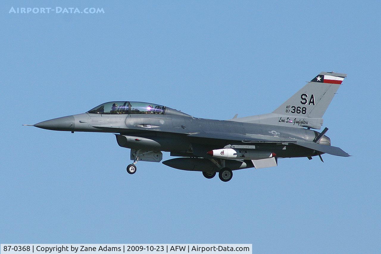 87-0368, 1987 General Dynamics F-16D Fighting Falcon C/N 5D-62, Landing at the 2009 Alliance Fort Worth Airshow