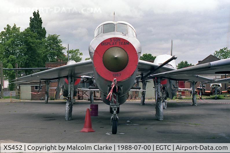 XS452, 1965 English Electric Lightning T.5 C/N 95012, English Electric Lightning T5 at Cranfield Airport, UK in 1988.