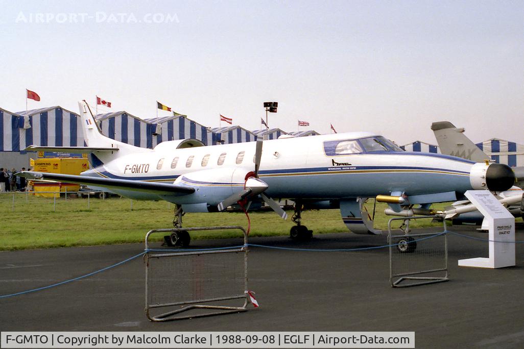F-GMTO, 1975 Swearingen SA-226AT Merlin IVA C/N AT-031, Swearingen SA-226AT Merlin IVA at Farnborough International in 1988.