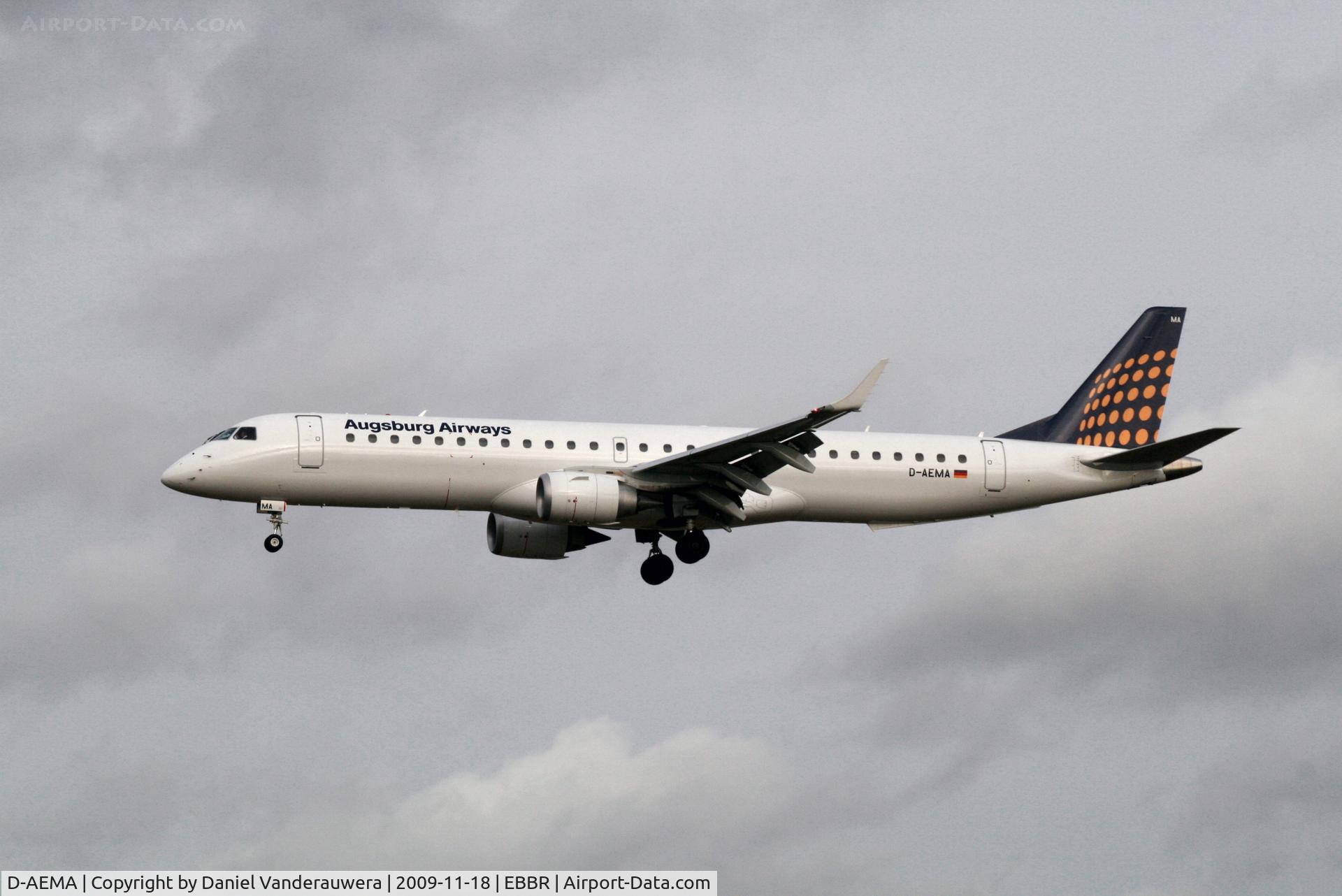 D-AEMA, 2009 Embraer 195LR (ERJ-190-200LR) C/N 19000290, Arrival of flight LH4602 to RWY 25L