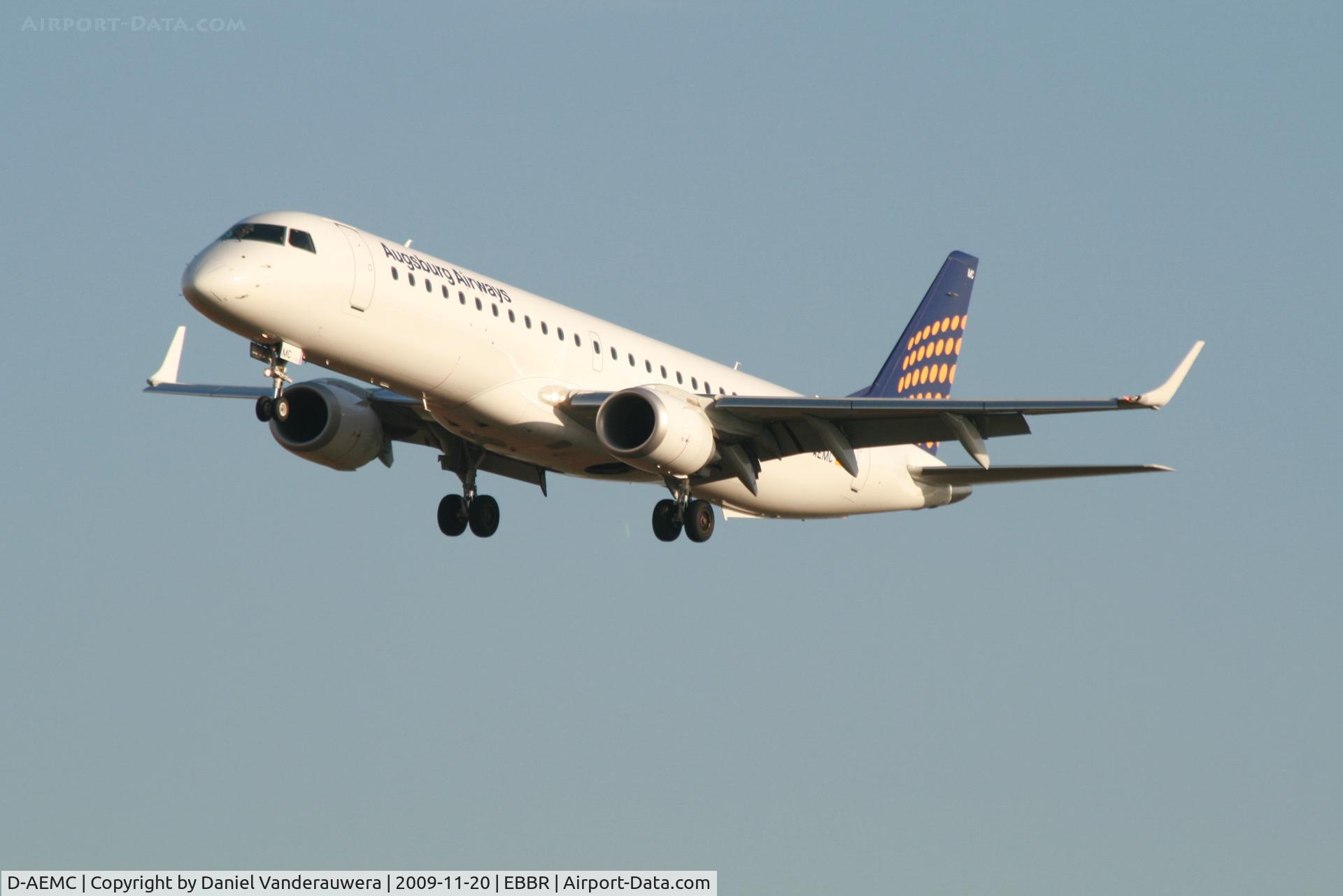 D-AEMC, 2009 Embraer 195LR (ERJ-190-200LR) C/N 19000300, Arrival of flight LH4602 to RWY 25L