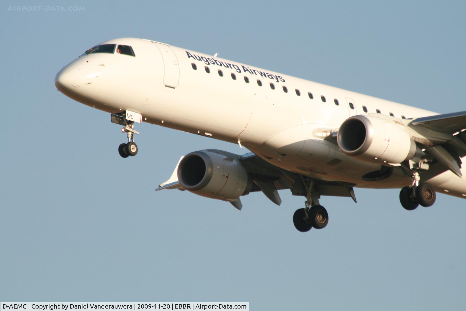 D-AEMC, 2009 Embraer 195LR (ERJ-190-200LR) C/N 19000300, Arrival of flight LH4602 to RWY 25L
