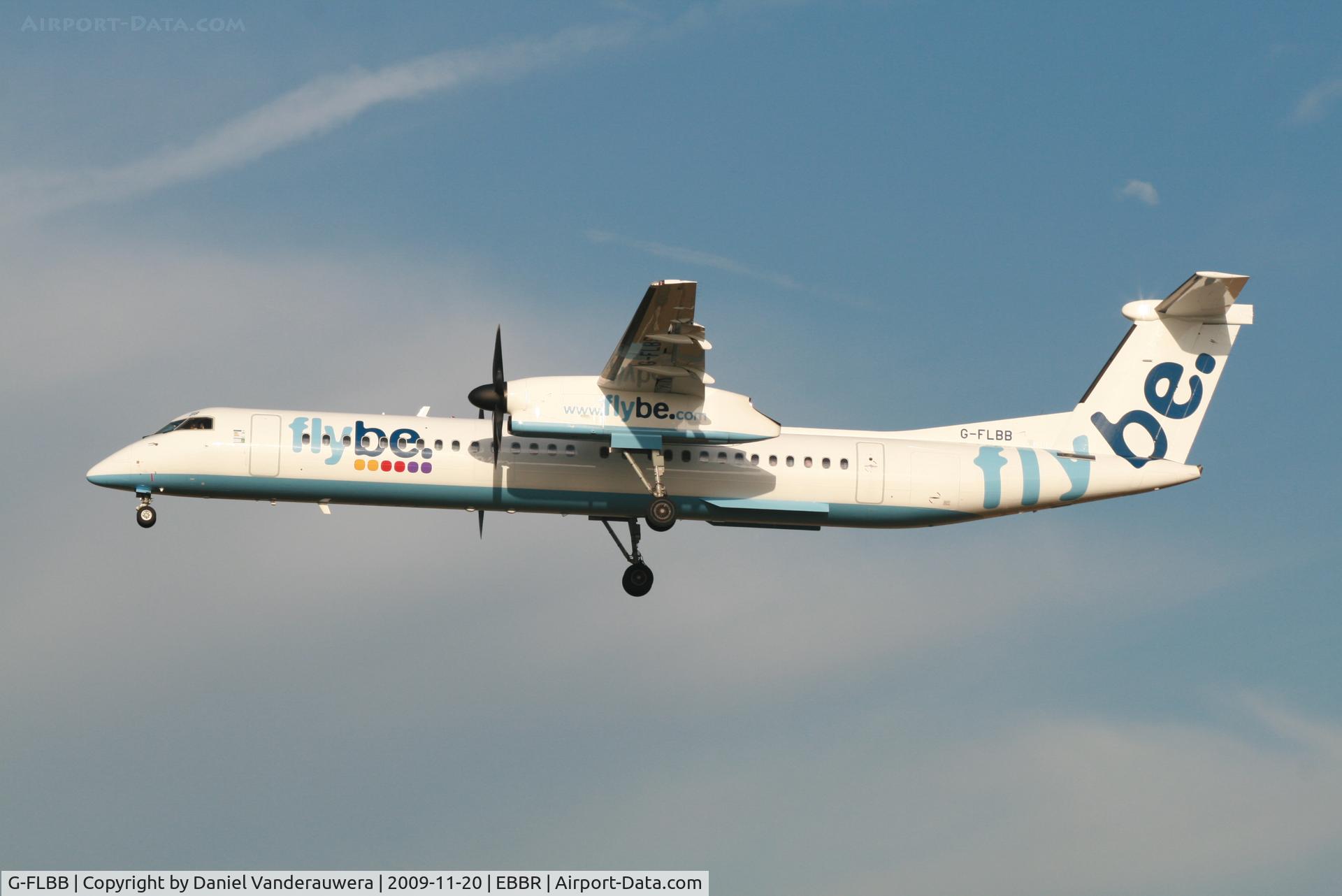 G-FLBB, 2009 De Havilland Canada DHC-8-402Q Dash 8 C/N 4255, Arrival of flight BE593 to RWY 25L