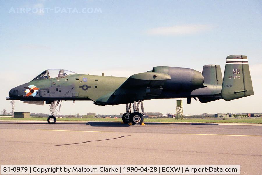 81-0979, Fairchild Republic OA-10A Thunderbolt II C/N A10-0674, Fairchild OA-10A Thunderbolt II at RAF Waddington in 1990.