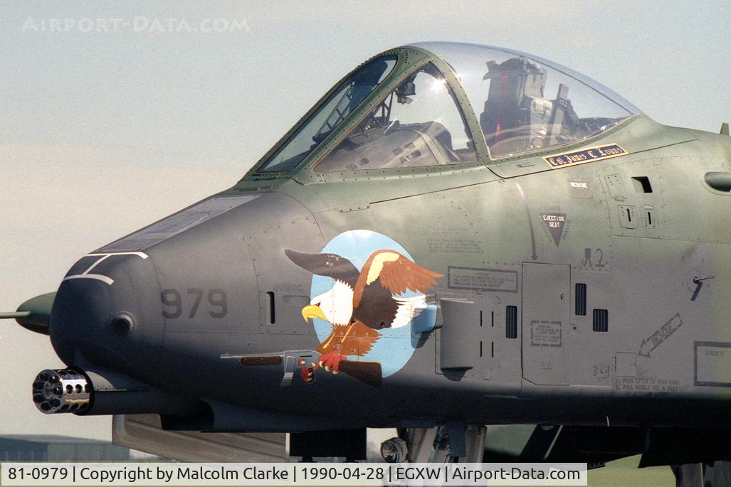 81-0979, Fairchild Republic OA-10A Thunderbolt II C/N A10-0674, Fairchild OA-10A Thunderbolt II at RAF Waddington in 1990.