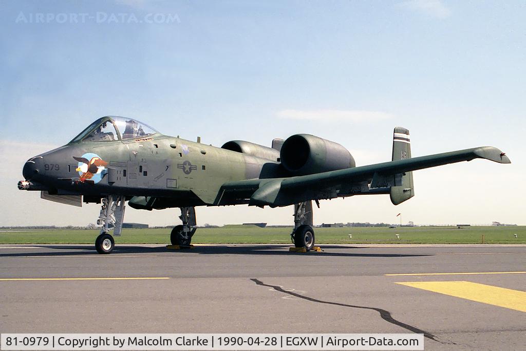 81-0979, Fairchild Republic OA-10A Thunderbolt II C/N A10-0674, Fairchild OA-10A Thunderbolt II at RAF Waddington in 1990.
