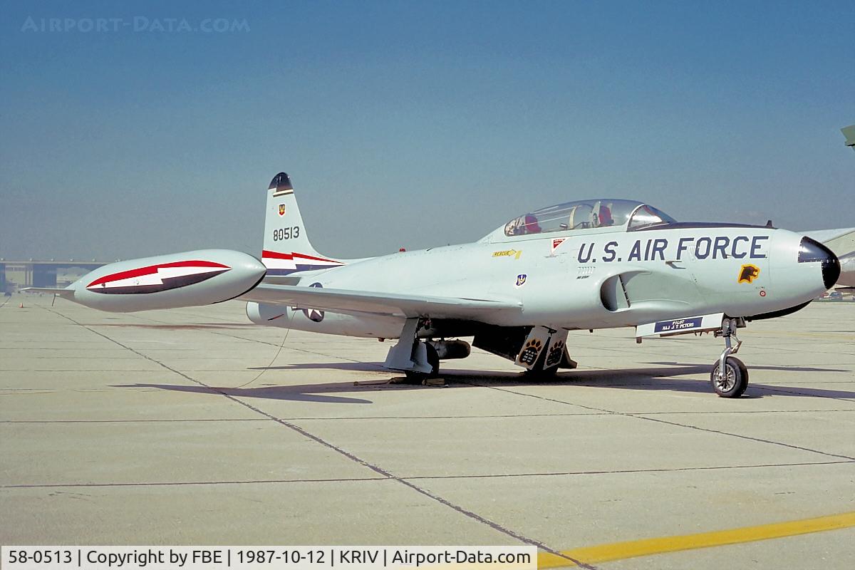 58-0513, 1958 Lockheed T-33A Shooting Star C/N 580-1562, T-33A at the aviation museum at March AFB