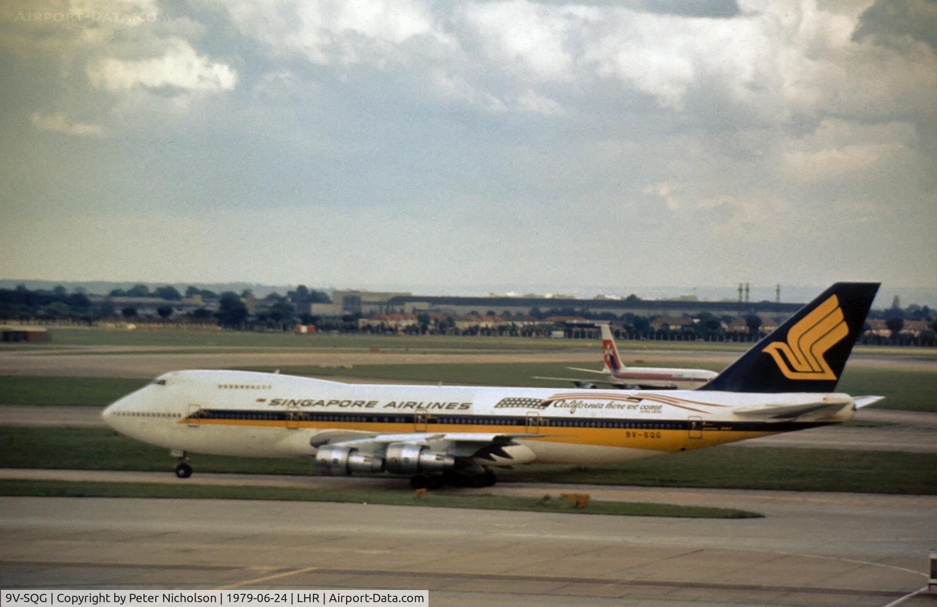 9V-SQG, 1978 Boeing 747-212B C/N 21439, Singapore Airlines Boeing 747-212B seen at Heathrow in the Summer of 1979.
