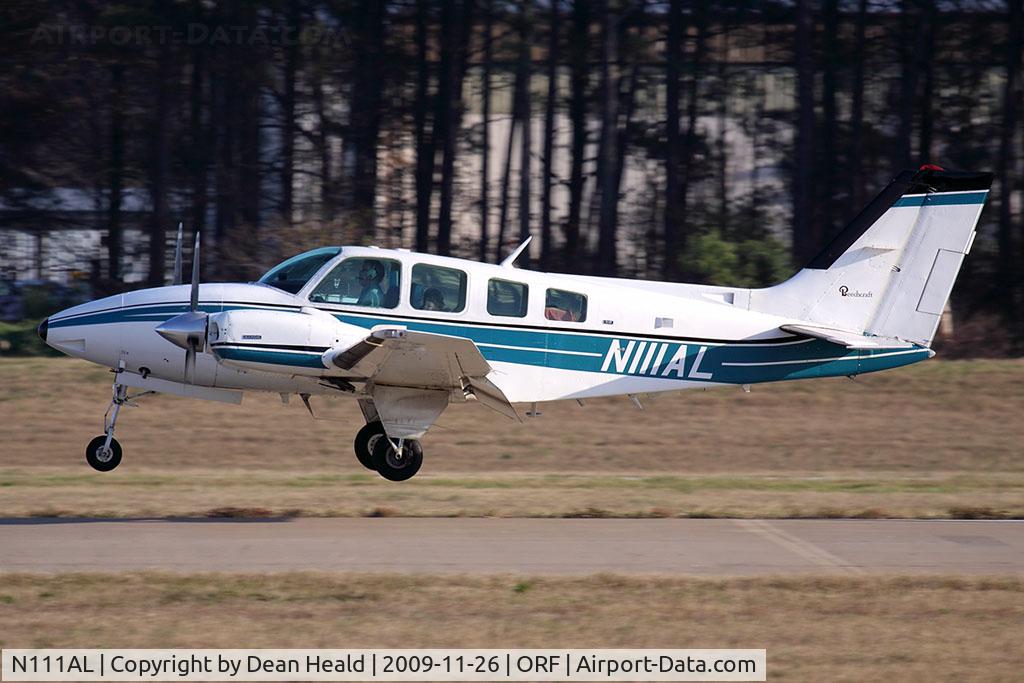 N111AL, Beech 58 Baron C/N TH-484, LAL Co, Inc 1974 Beechcraft 58 Baron N111AL from Reading Regional Airport (KRDG) landing RWY 5.