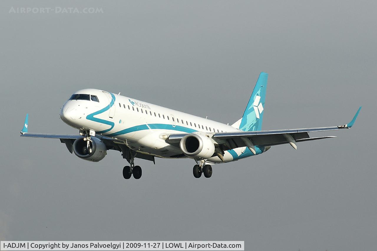 I-ADJM, 2009 Embraer 195LR (ERJ-190-200LR) C/N 19000258, Air Dolomiti Embraer EMJ-190-200LR  approach on RWY27 in LOWL/LNZ