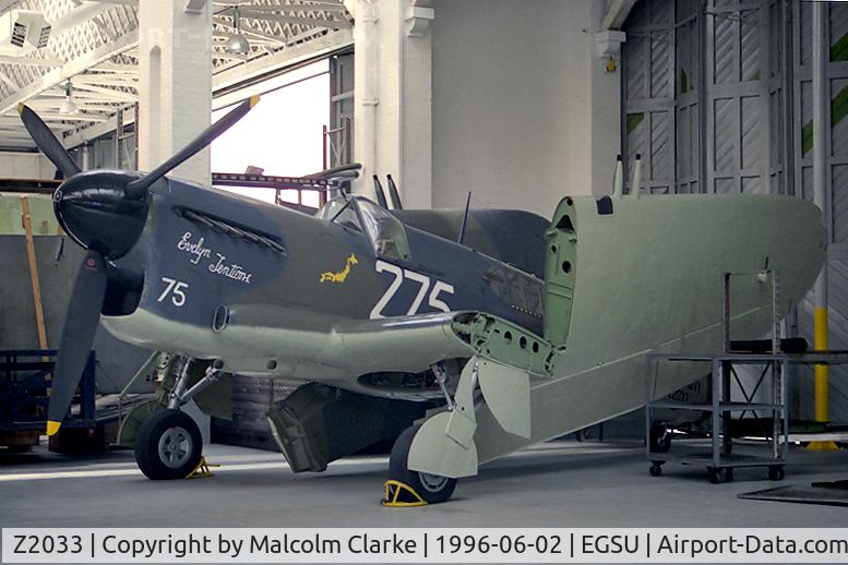 Z2033, 1944 Fairey Firefly 1 C/N F.5607, Fairy Firefly 1 'Evelyn Tensions' at the Imperial War Museum, Duxford in 1996.
