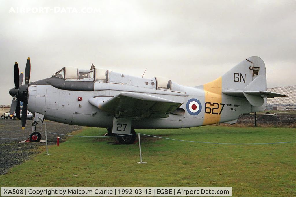 XA508, 1955 Fairey Gannet T.2 C/N F9327, Fairey Gannet T2 at the Midland Air Museum, Coventry Airport in 1992.