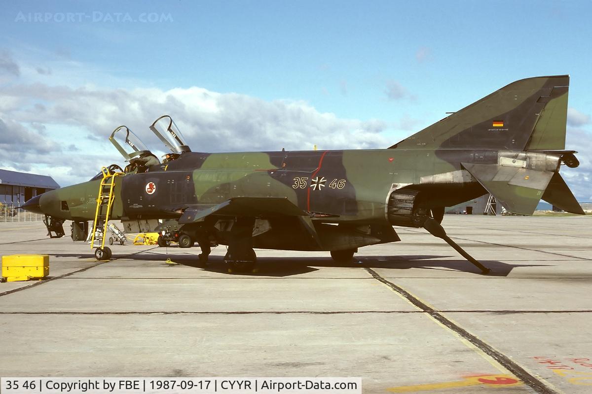 35 46, 1969 McDonnell Douglas RF-4E Phantom II C/N 4114, ground crew checks after returning from a low level mission at Goose Bay