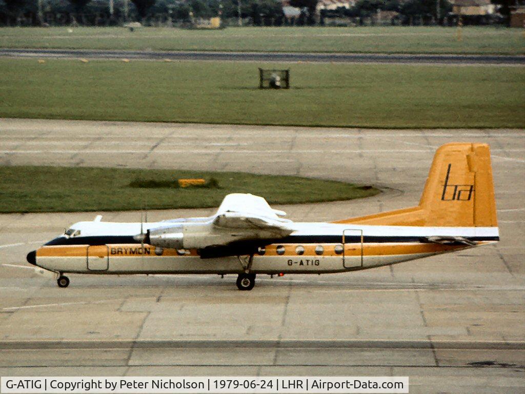 G-ATIG, 1965 Handley Page HPR-7 Herald 214 C/N 177, Herald 214 of Brymon Airways seen at Heathrow in the Summer of 1979.
