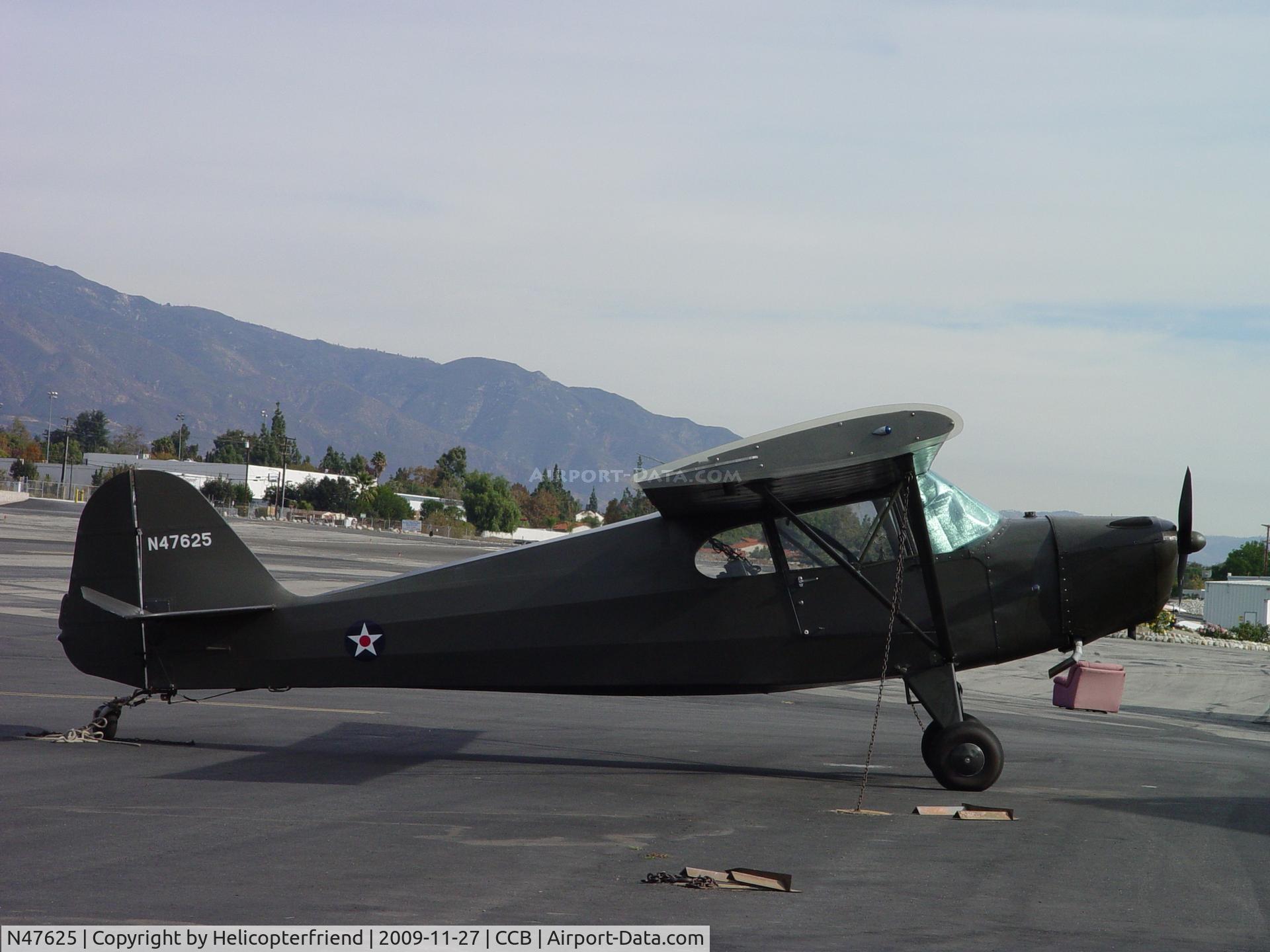 N47625, 1942 Taylorcraft DCO-65 C/N 4486, Parked and tied down in Transient Parking