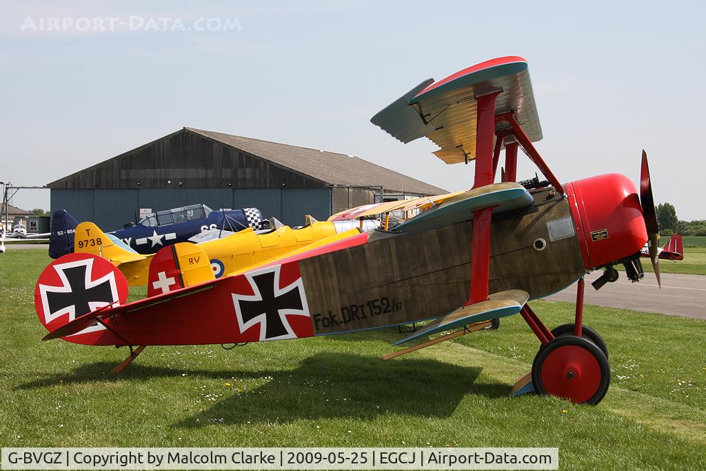 G-BVGZ, 1994 Fokker Dr.1 Triplane Replica C/N PFA 238-12654, Fokker DR-1 Triplane Replica at Sherburn-in-Elmet, UK.