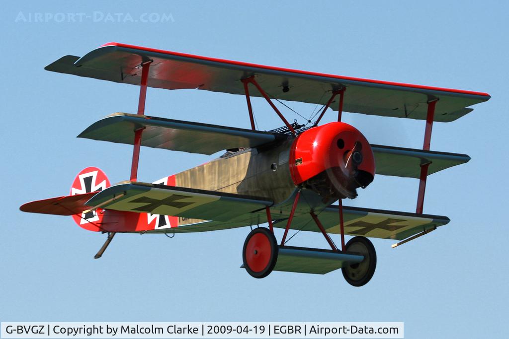 G-BVGZ, 1994 Fokker Dr.1 Triplane Replica C/N PFA 238-12654, Fokker DR-1 Triplane Replica at Breighton Airfield, UK.