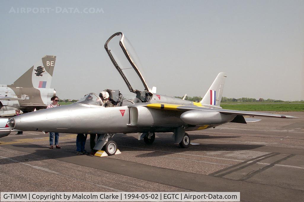 G-TIMM, 1962 Folland Gnat T.1 C/N FL519, Hawker Siddeley Gnat T1 at Cranfield Airport in 1994.