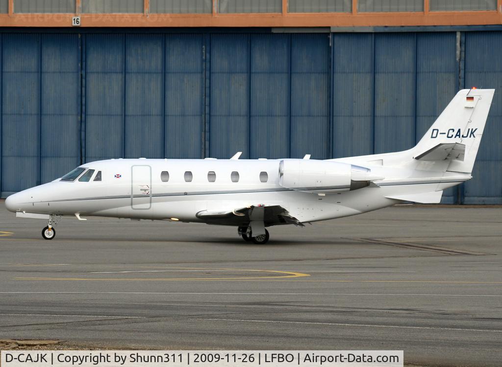 D-CAJK, 2006 Cessna Citation 560XL C/N 560-5670, Taxiing holding point rwy 32R for departure...