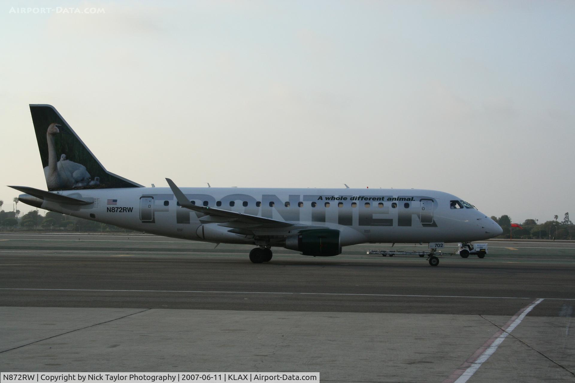 N872RW, 2006 Embraer ERJ 170-100 SE C/N 17000143, Frontier colors