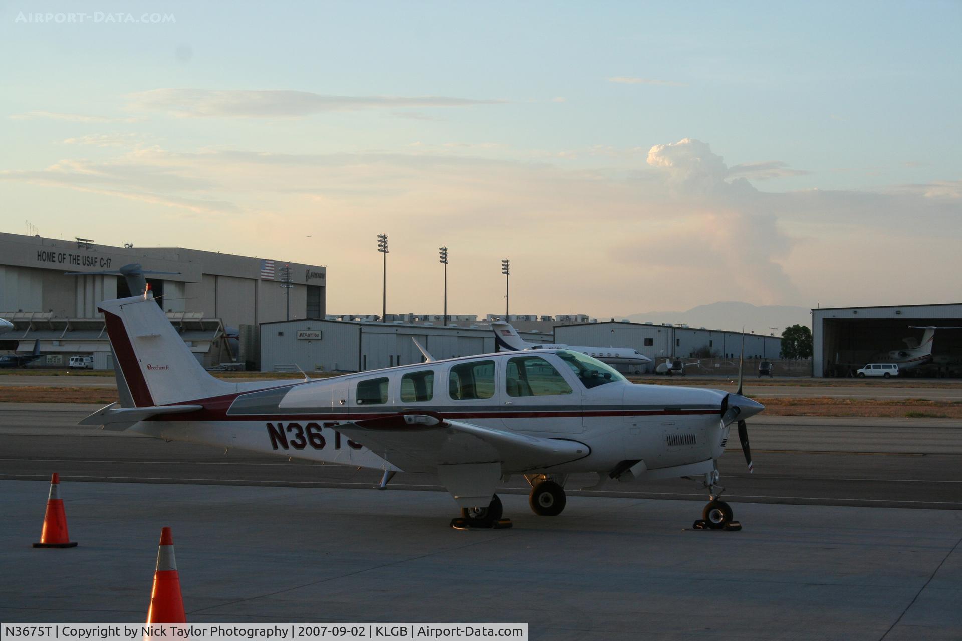N3675T, 1980 Beech A36 Bonanza 36 C/N E-1672, Overnight at the Mercury FBO ramp