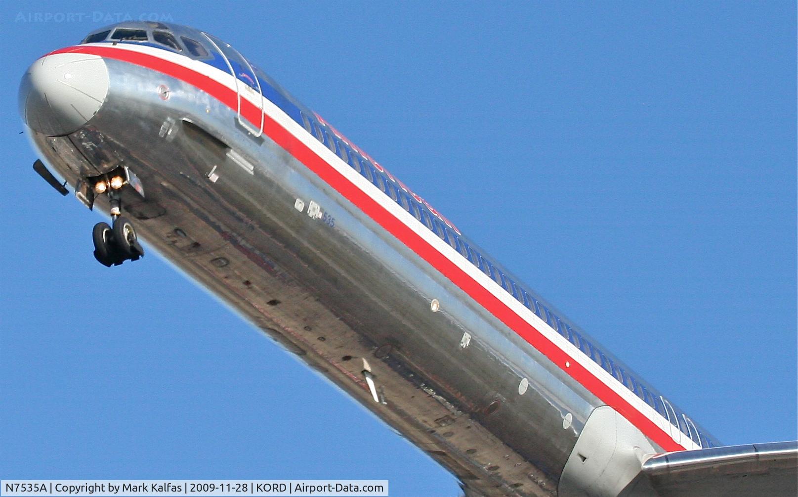N7535A, 1990 McDonnell Douglas MD-82 (DC-9-82) C/N 49989, American Airlines Mcdonnell Douglas DC-9-82, AAL1387 arriving from KEWR, short final 27L KORD.