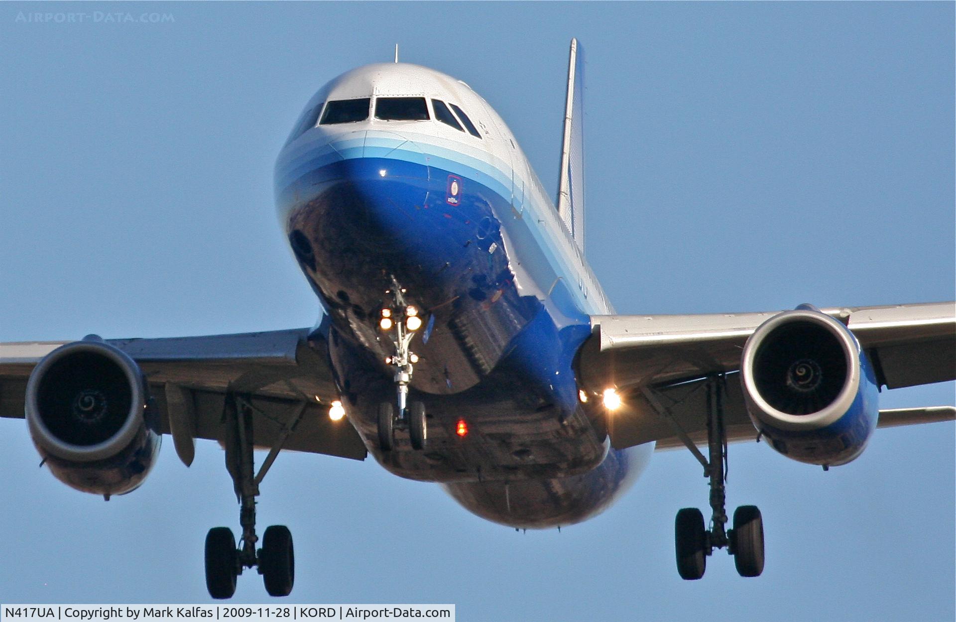 N417UA, 1994 Airbus A320-232 C/N 483, United Airlines A320-232, UAL643 arriving from KEWR, short final 27L KORD.