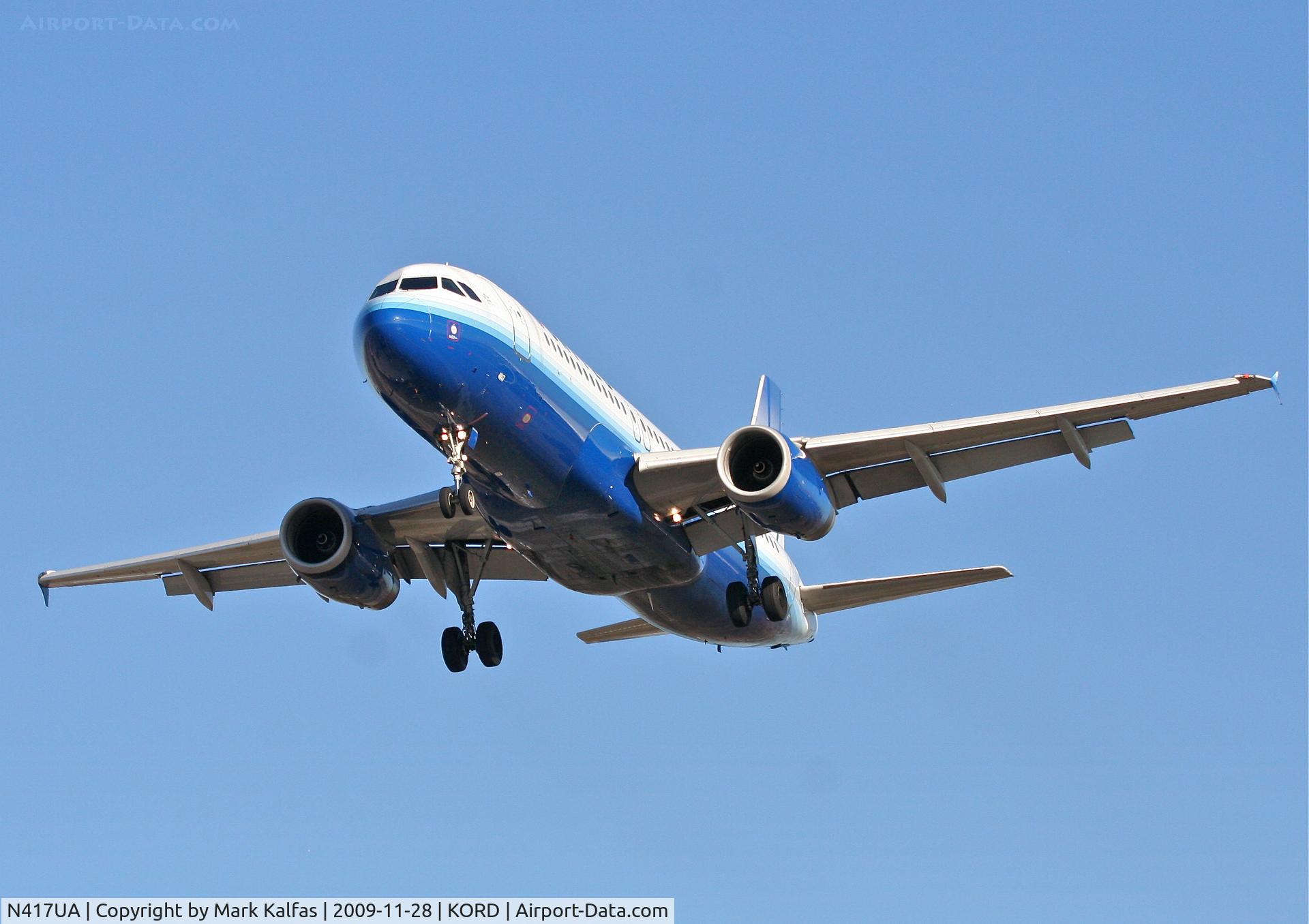 N417UA, 1994 Airbus A320-232 C/N 483, United Airlines A320-232, UAL643 arriving from KEWR, short final 27L KORD.