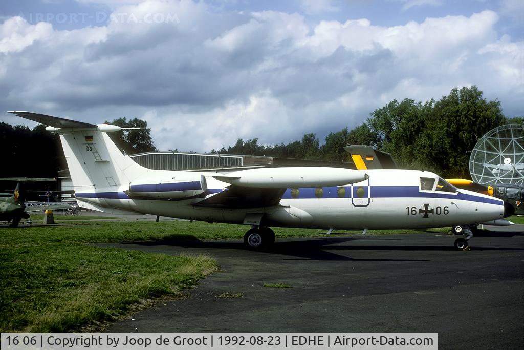 16 06, Hamburger Flugzeugbau HFB-320 Hansa Jet C/N 1048/S28, After withdrawl this Hansa Jet was transferred to the Luftwaffemuseum collection at Ütersen. Now at Berlin Gatow.