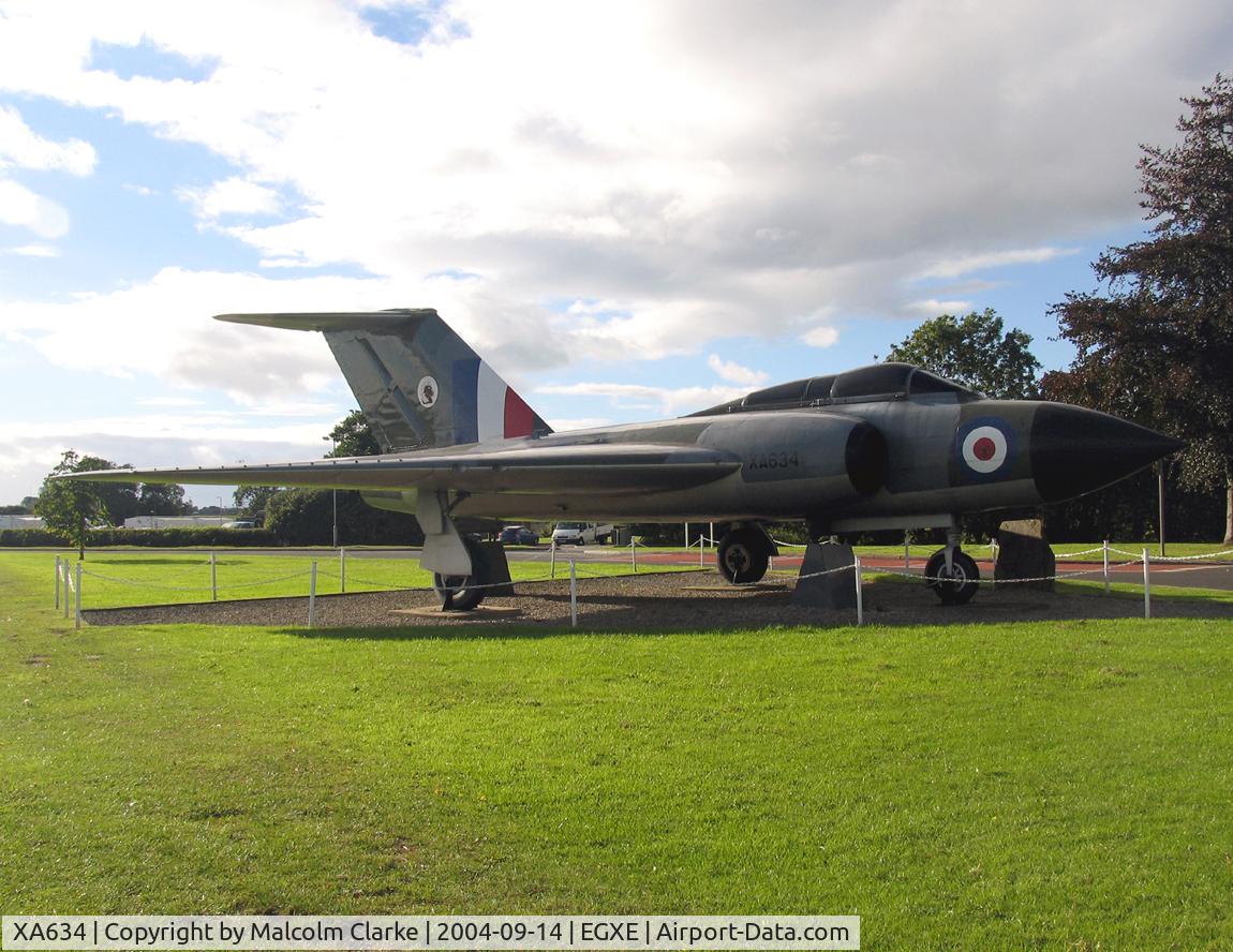 XA634, 1956 Gloster Javelin FAW.4 C/N Not found XA634, Gloster Javelin FAW4. Preserved as RAF Leeming's 'gate guardian'.