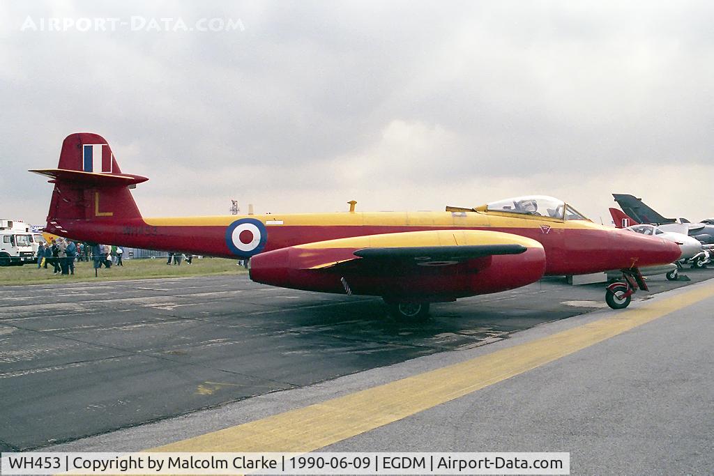WH453, Gloster Meteor D.16 C/N G5/415582, Gloster Meteor D16  from MoD(PE) RAE Llanbedr and seen at the Battle of Britain Airshow, A&AEE, Boscombe Down in 1990.