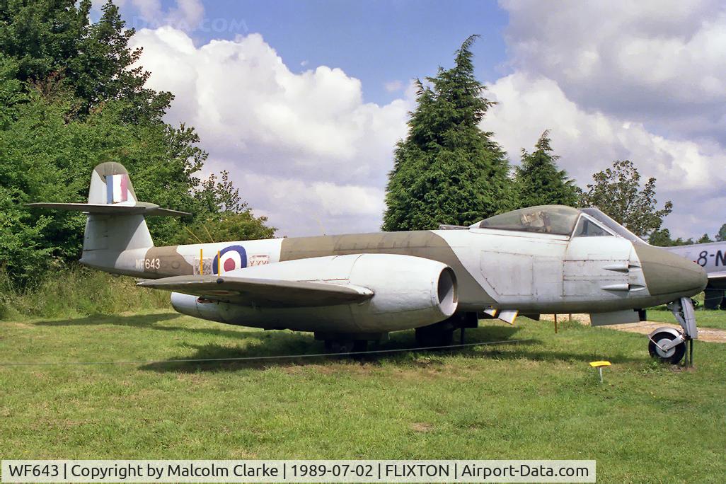 WF643, 1951 Gloster Meteor F.8 C/N Not found WF643, Gloster Meteor F8. On display at the Norfolk & Suffolk Aviation Museum, Flixton, UK..